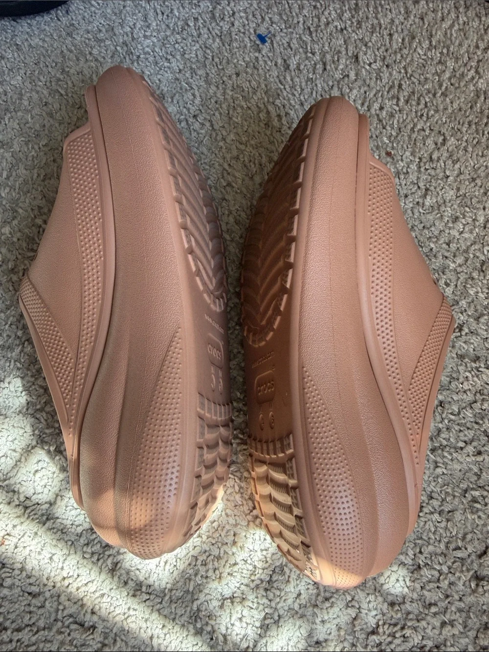 CROCS Open-Toe Clog Slides in Dusty Rose